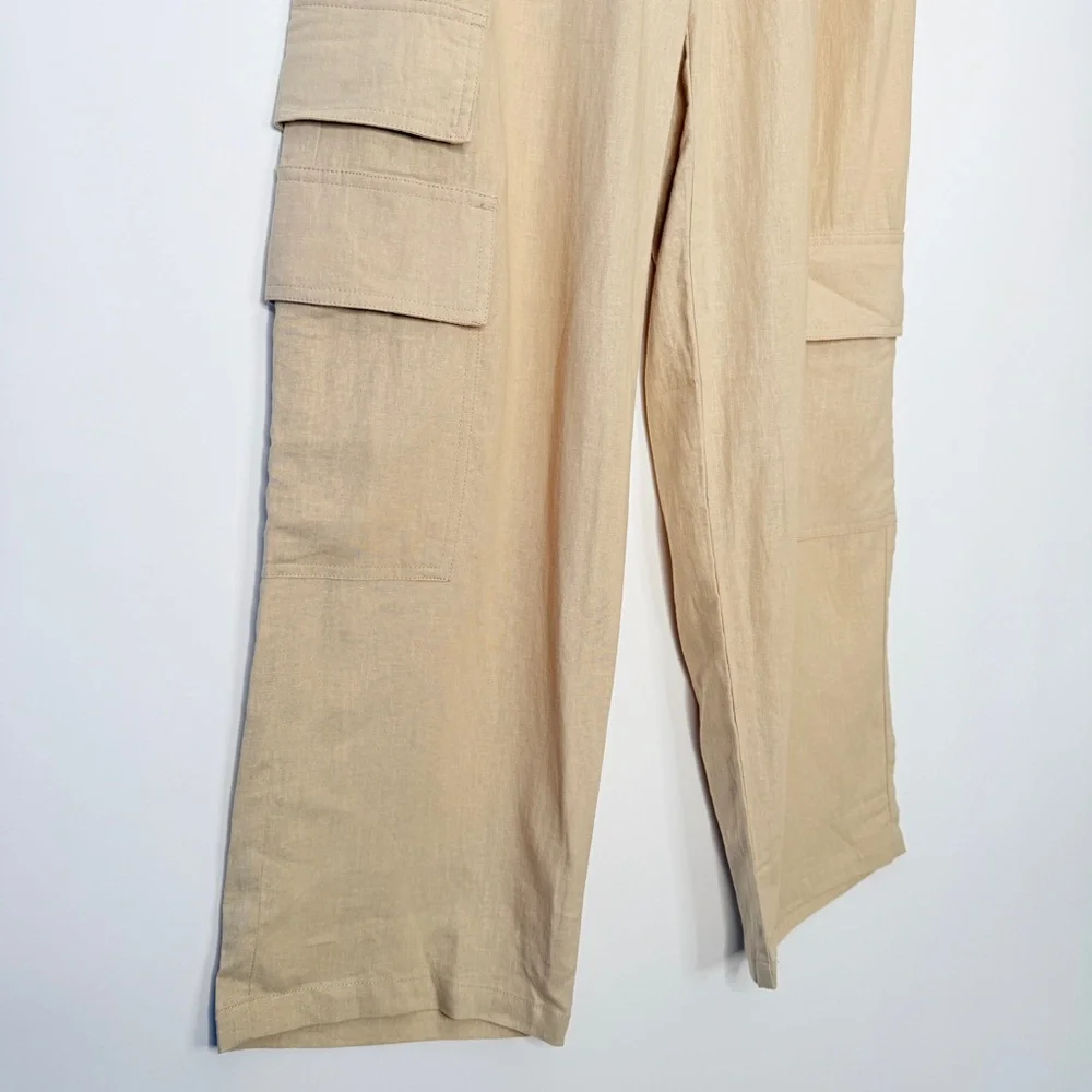 OAS Beige Cargo Linen Pants Size S #0060